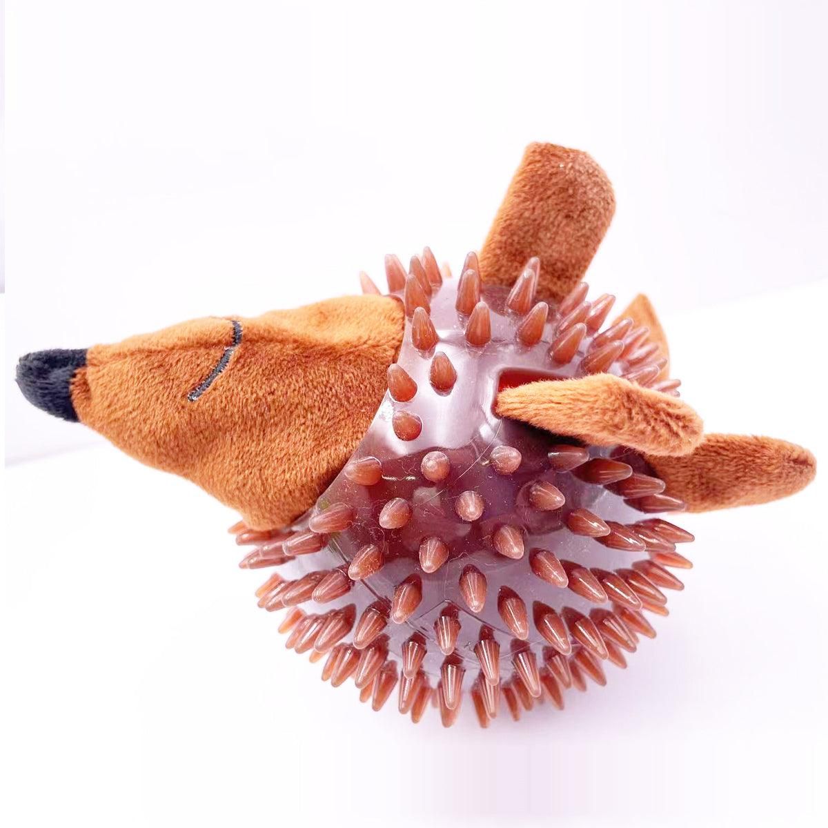 Dog Toy Rubber Spiky Ball Squeaky Chew Sound Interactive Pet Play Training - Hedgehog
