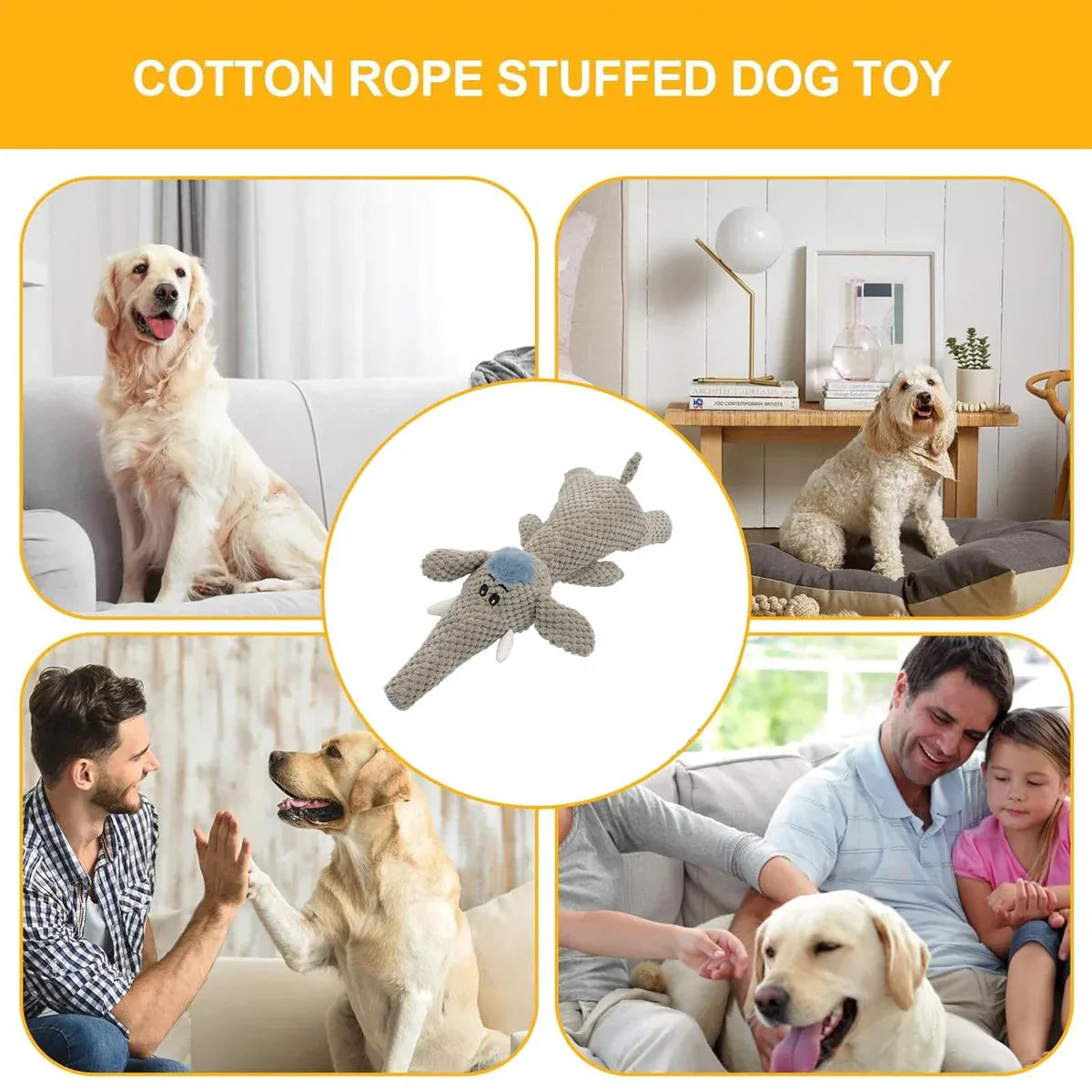 Pet Plush Corn Fleece Squeaky Toy Chew Teeth Cleaning For Dogs Puppies Safe Soft - Orange