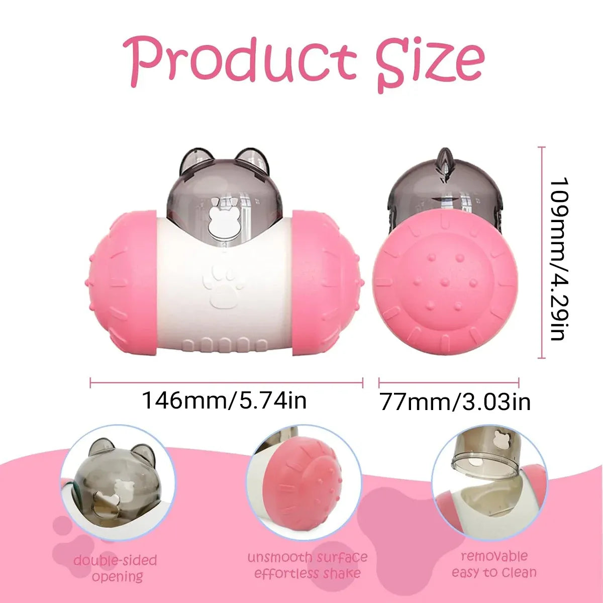 Pet Swing Dispensing Toy for Dogs Chew Resistant Interactive Slow Feeding Play - Pink