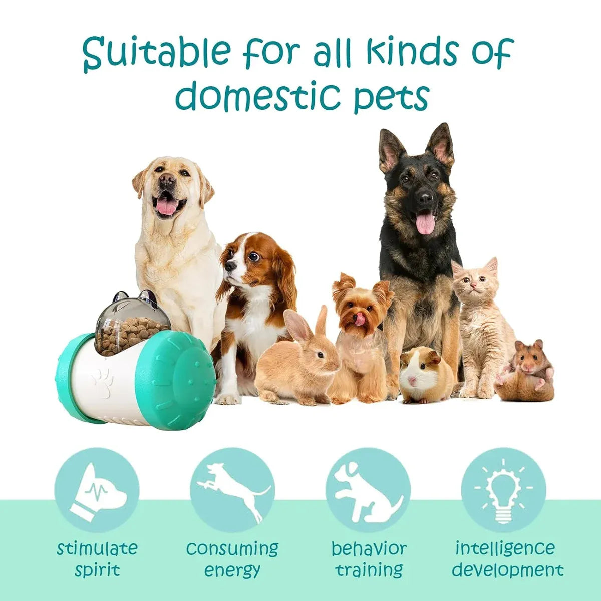 Pet Swing Dispensing Toy for Dogs Chew Resistant Interactive Slow Feeding Play - Pink