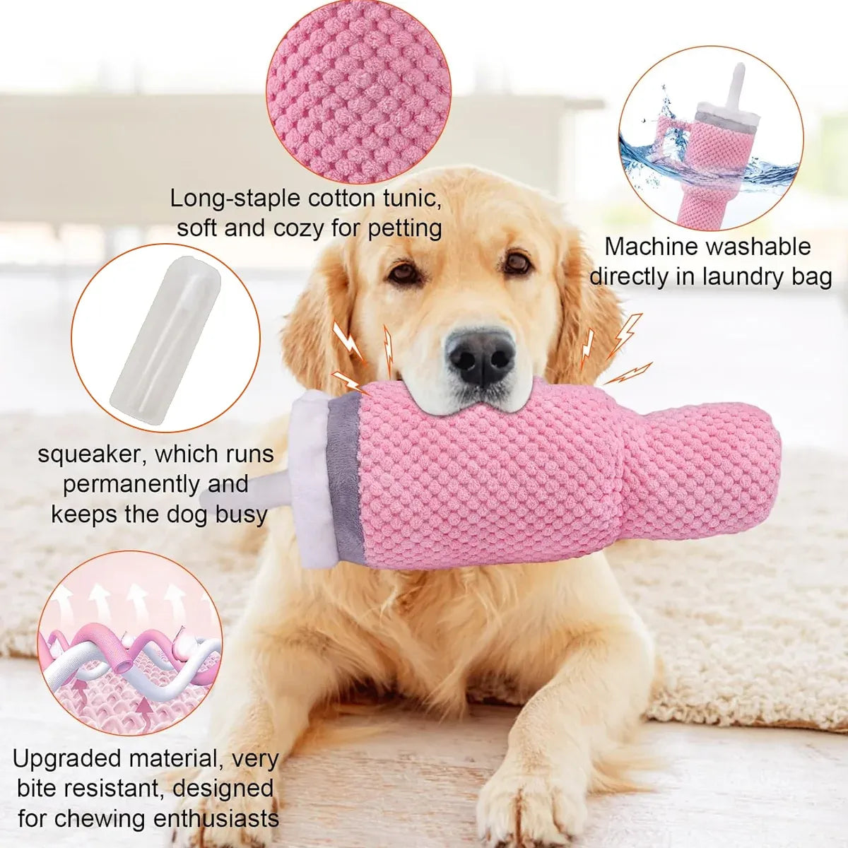 Dog Squeaky Toy Stuffed Water Cup Toy Plush Cup Chew and Supplies Training Pet