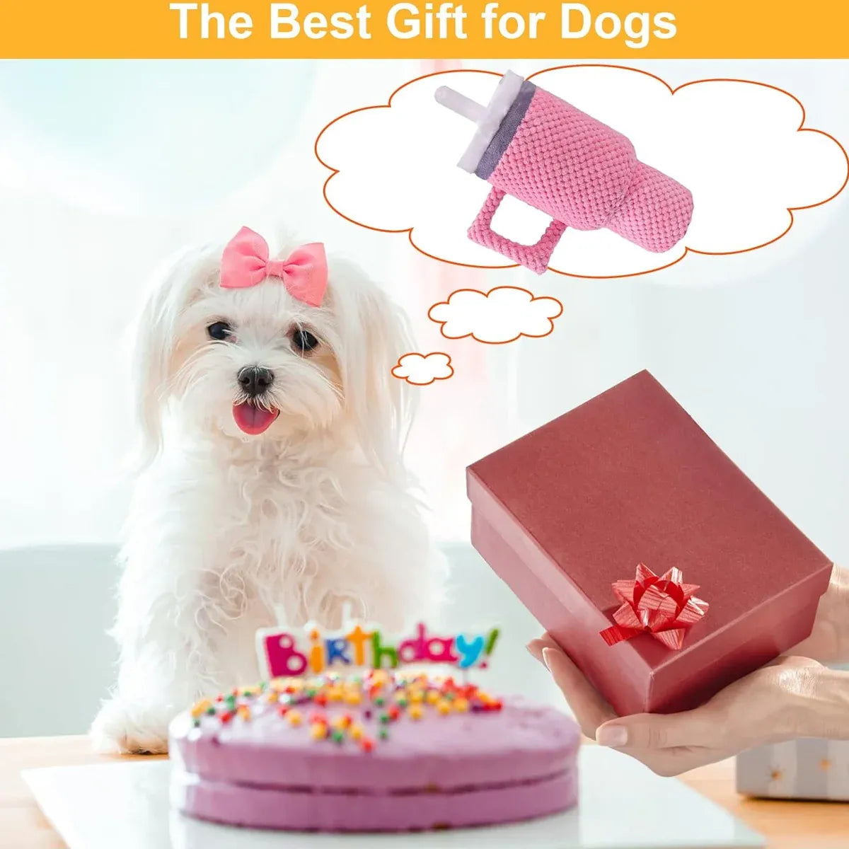 Dog Squeaky Toy Stuffed Water Cup Toy Plush Cup Chew and Supplies Training Pet
