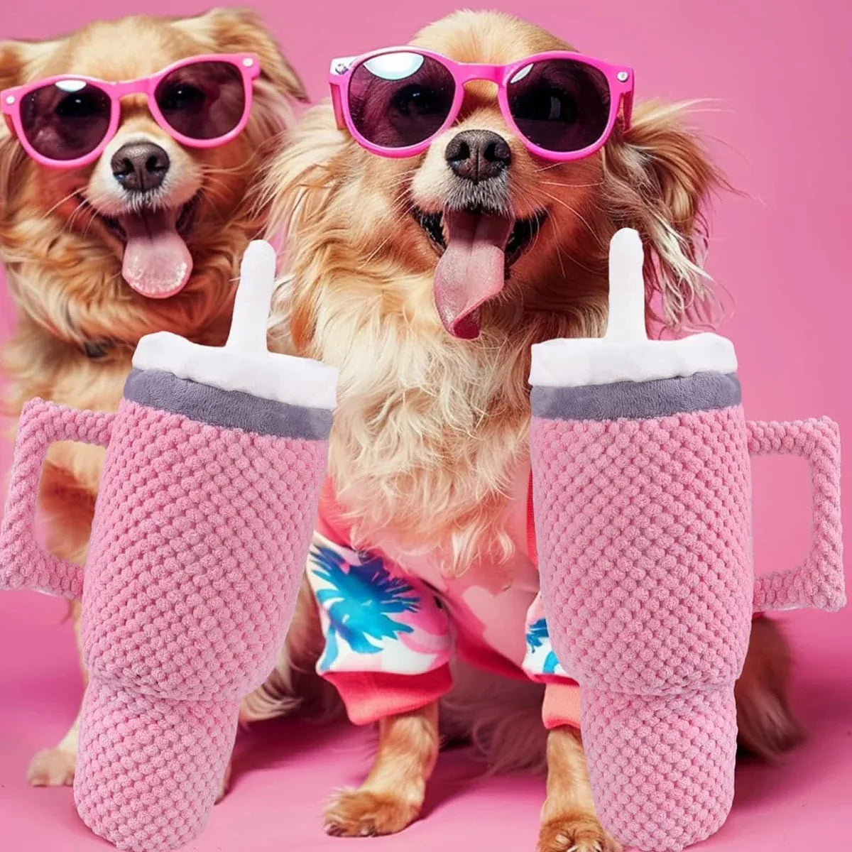 Dog Squeaky Toy Stuffed Water Cup Toy Plush Cup Chew and Supplies Training Pet