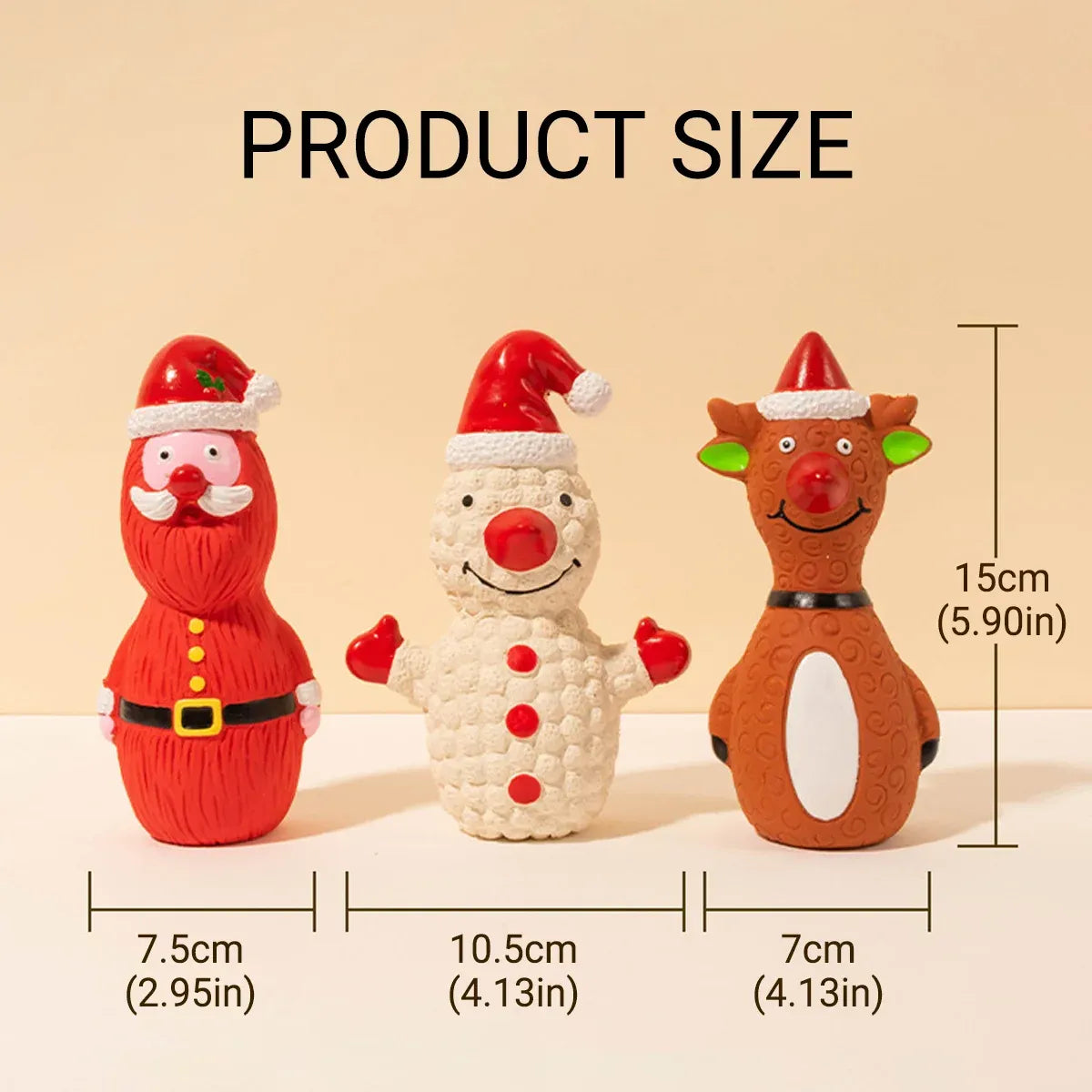 Christmas Dog Toys Set Santa Reindeer Snowman Latex Pet Squeaker Toys Multicolor - Red