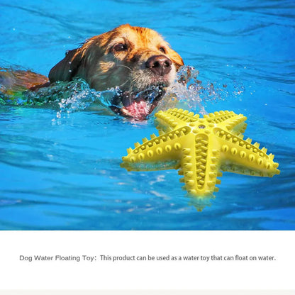 Pet Starfish Floating Dog Toy Audible Water Toy for Dogs Interactive Play Fun - Yellow