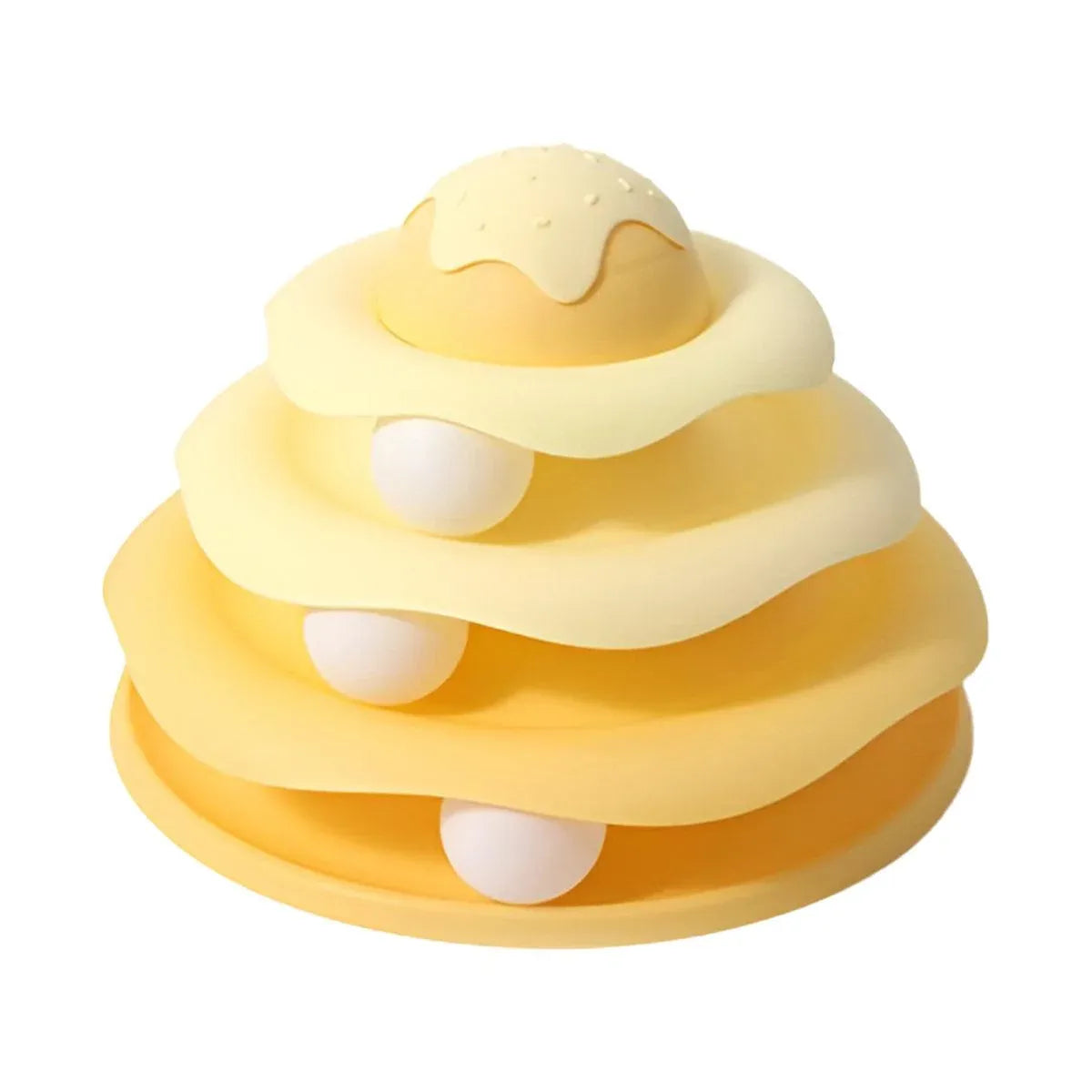 Funny Cat Toy Pet Toys Plastic Tower Interactive Track Ball Playing Game 3 Level - Yellow