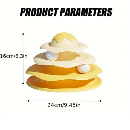 Funny Cat Toy Pet Toys Plastic Tower Interactive Track Ball Playing Game 3 Level - Yellow