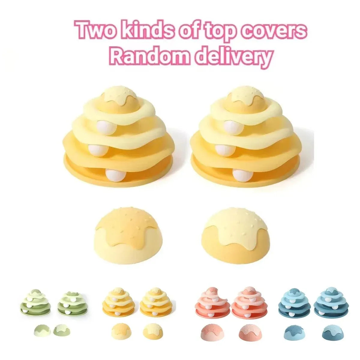 Funny Cat Toy Pet Toys Plastic Tower Interactive Track Ball Playing Game 3 Level - Yellow