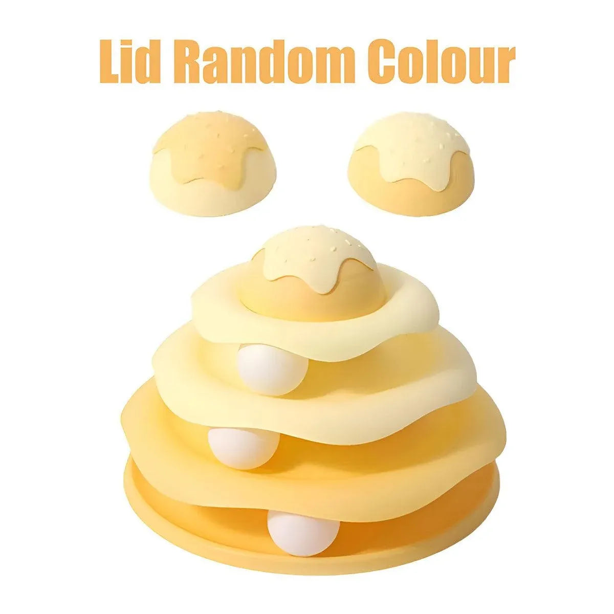 Funny Cat Toy Pet Toys Plastic Tower Interactive Track Ball Playing Game 3 Level - Yellow