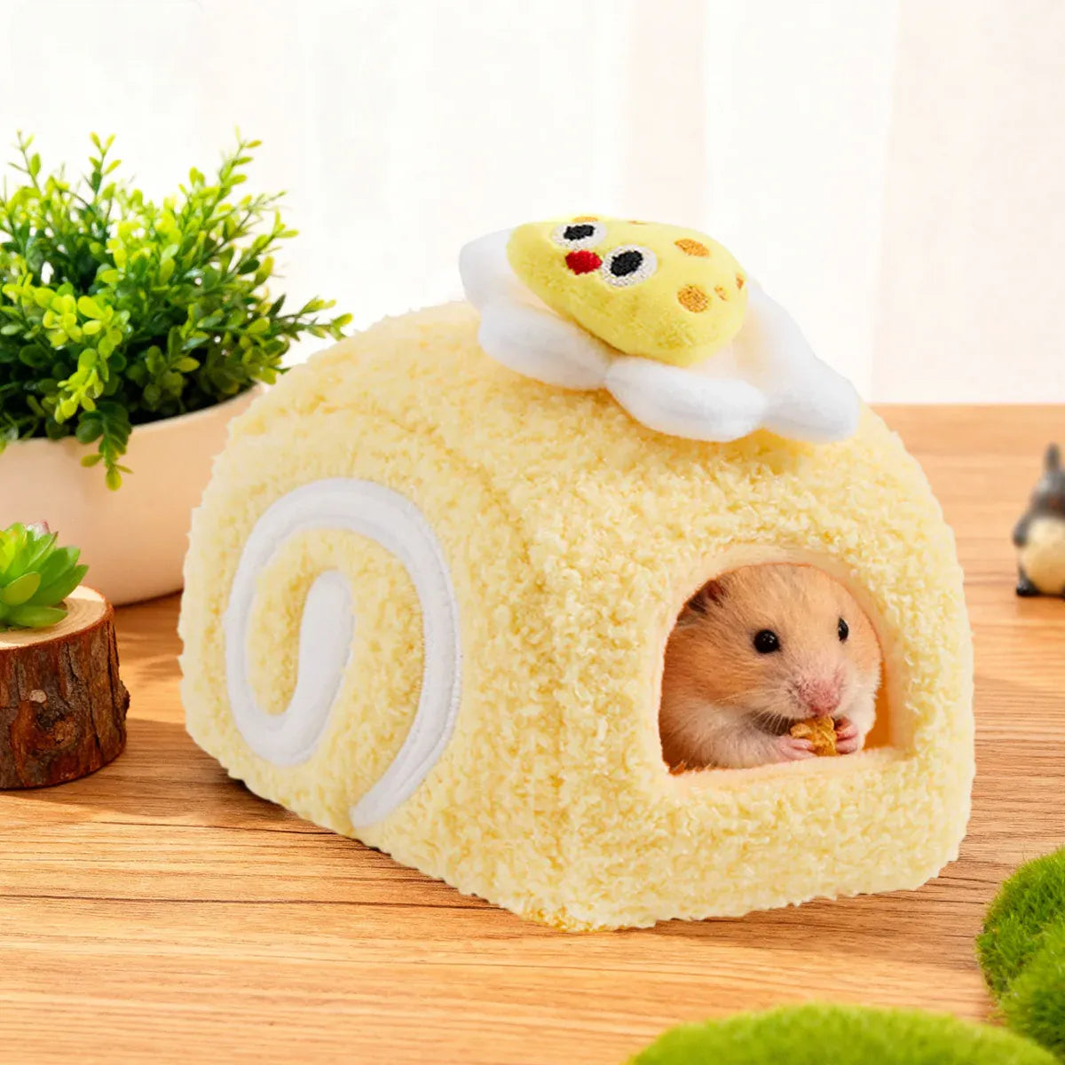Hamster Cotton Nest Warm Cozy for Small Pets Winter Sleeping Bed Soft Washable - Yellow
