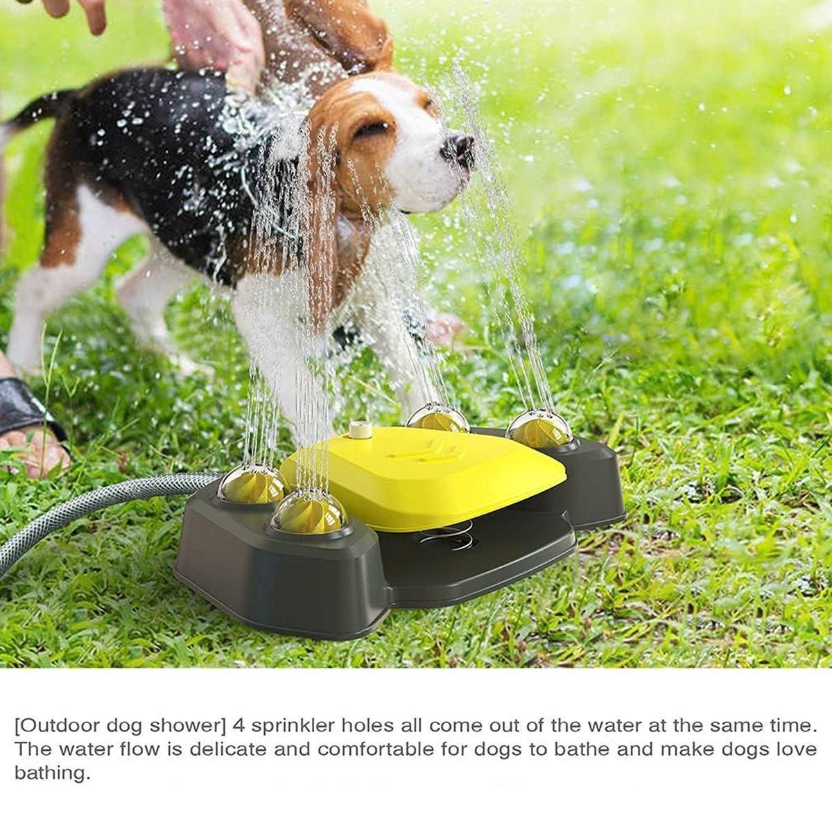 Automatic Water Feeder Dispenser with Bath Spray and Footstep Dog Toys for Pets - Blue