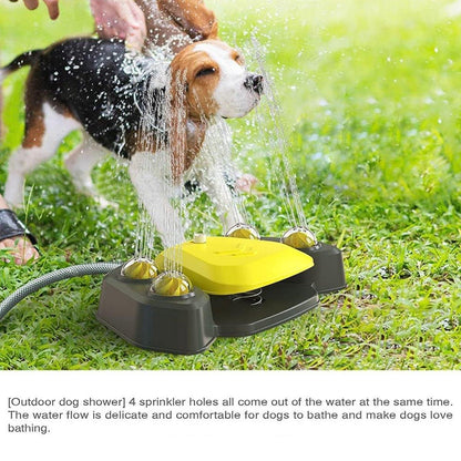 Automatic Water Feeder Dispenser with Bath Spray and Footstep Dog Toys for Pets - Blue