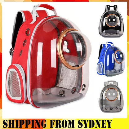 Travel Space Capsule Dog Cat Bag Breathable Outdoor Pet Backpack Carrier - Red
