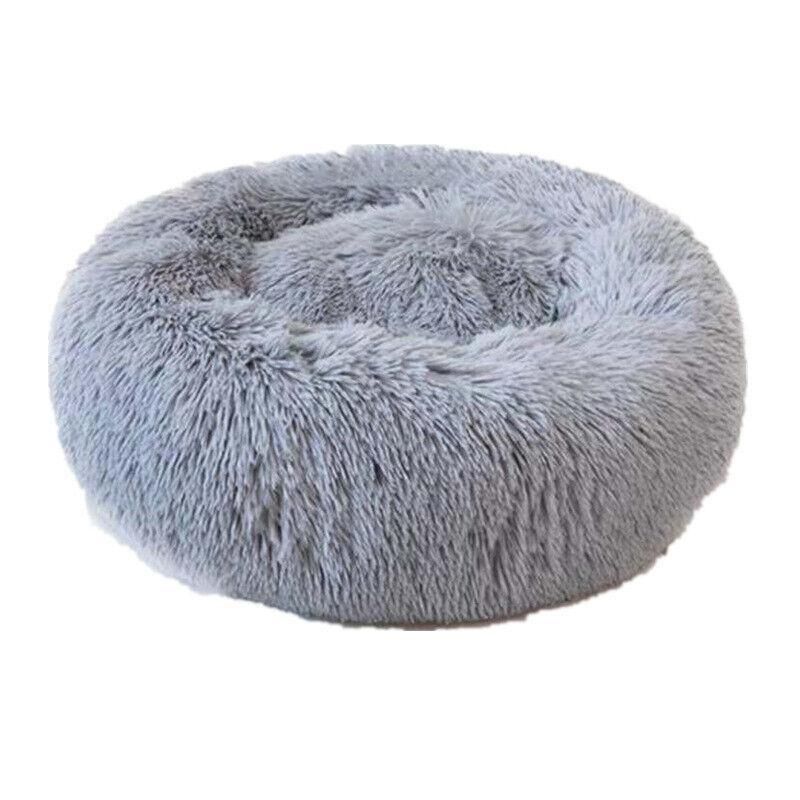 L-70CM Dog Cat Pet Calming Bed Washable ZIPPER Cover Warm Soft Plush Round Sleeping - Pink