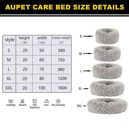L-70CM Dog Cat Pet Calming Bed Washable ZIPPER Cover Warm Soft Plush Round Sleeping - Pink