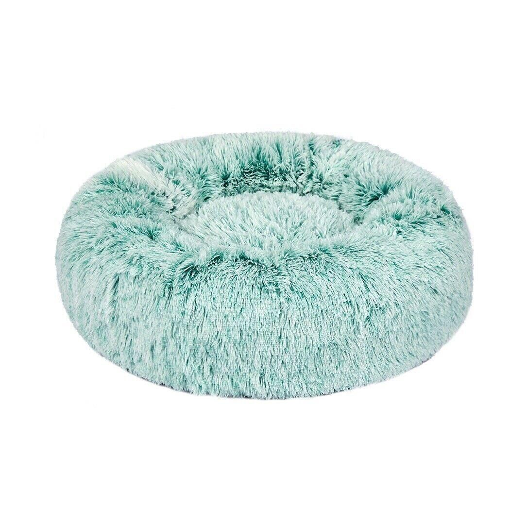 L-70CM Dog Cat Pet Calming Bed Washable ZIPPER Cover Warm Soft Plush Round Sleeping - Pink