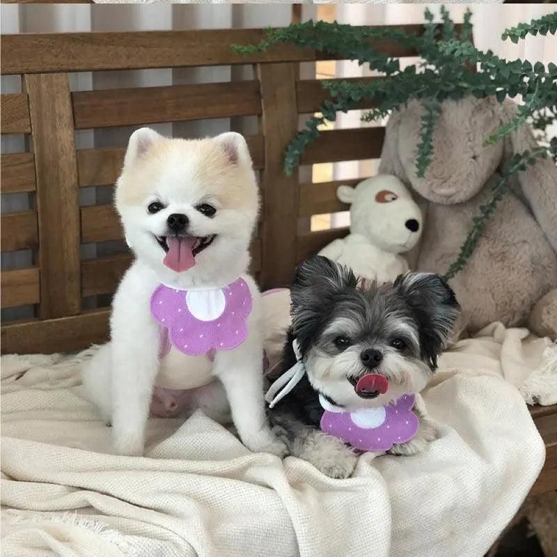 Pet Bandana Bib for Cats and Dogs Triangle Saliva Scarf for Decoration or Daily Use - Yellow Flower