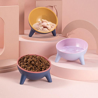 Raised Cat Bowl Pet Feeder Pet Bowl Elevated Dog Bowls 15° Tilted Pet Water Bowl - Camella Red