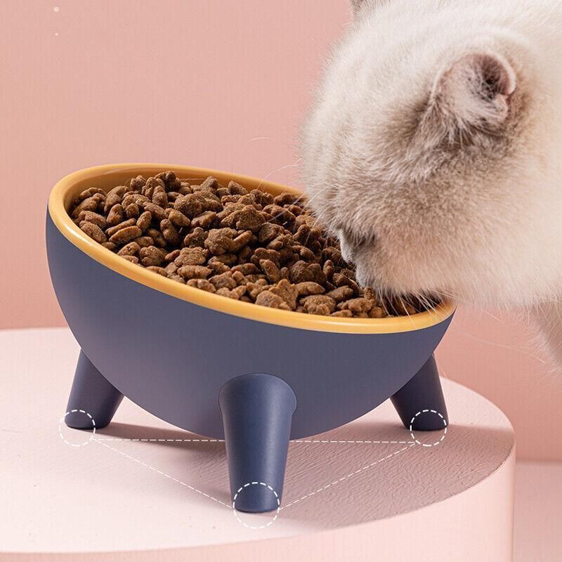 Raised Cat Bowl Pet Feeder Pet Bowl Elevated Dog Bowls 15° Tilted Pet Water Bowl - Camella Red