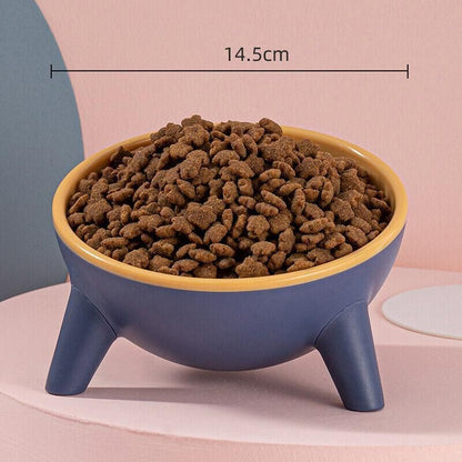 Raised Cat Bowl Pet Feeder Pet Bowl Elevated Dog Bowls 15° Tilted Pet Water Bowl - Rock Yellow