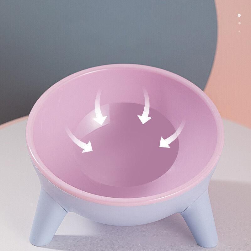 Raised Cat Bowl Pet Feeder Pet Bowl Elevated Dog Bowls 15° Tilted Pet Water Bowl - Rock Yellow