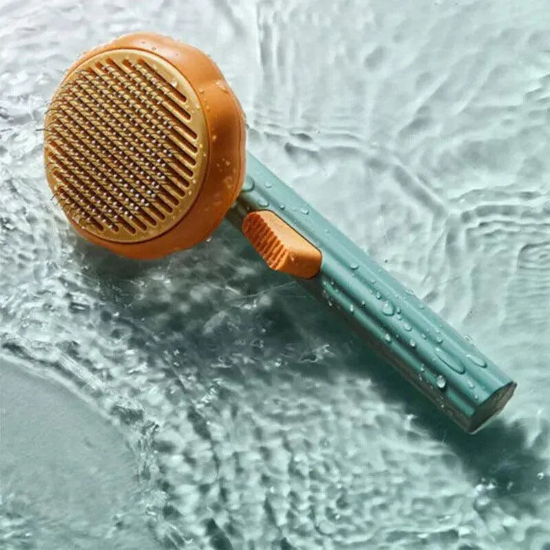 Self Cleaning Slicker Comb For Dog Cat Rabbit Puppy Grooming Pumpkin Brush Tool - Green