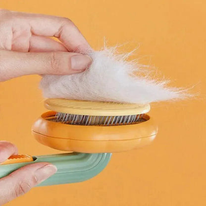 Self Cleaning Slicker Comb For Dog Cat Rabbit Puppy Grooming Pumpkin Brush Tool - Green