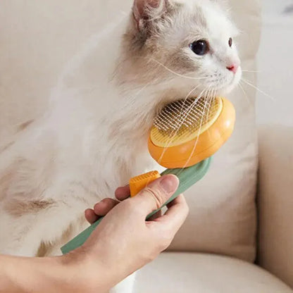 Self Cleaning Slicker Comb For Dog Cat Rabbit Puppy Grooming Pumpkin Brush Tool - Green