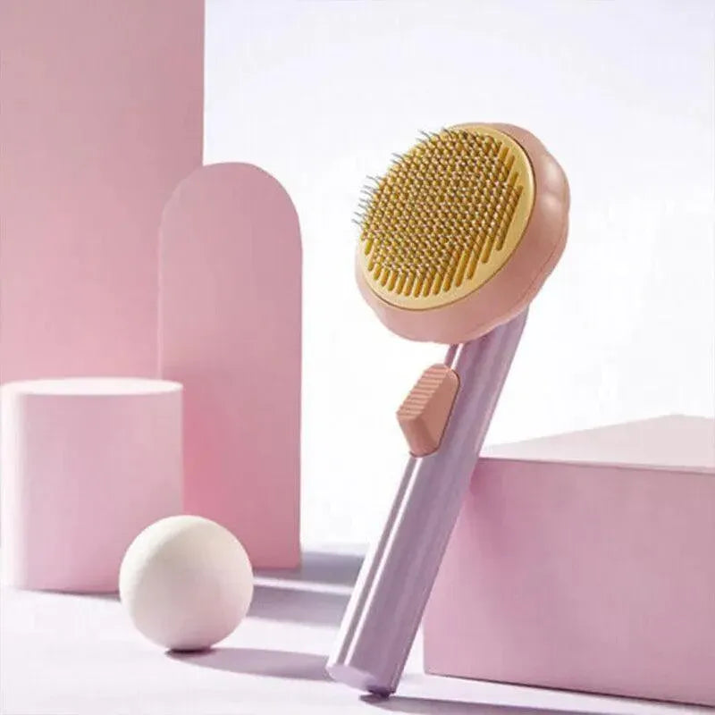 Self Cleaning Slicker Comb For Dog Cat Rabbit Puppy Grooming Pumpkin Brush Tool - Green