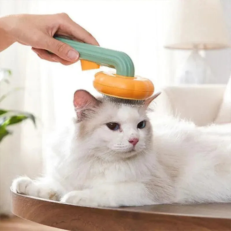 Self Cleaning Slicker Comb For Dog Cat Rabbit Puppy Grooming Pumpkin Brush Tool - Green