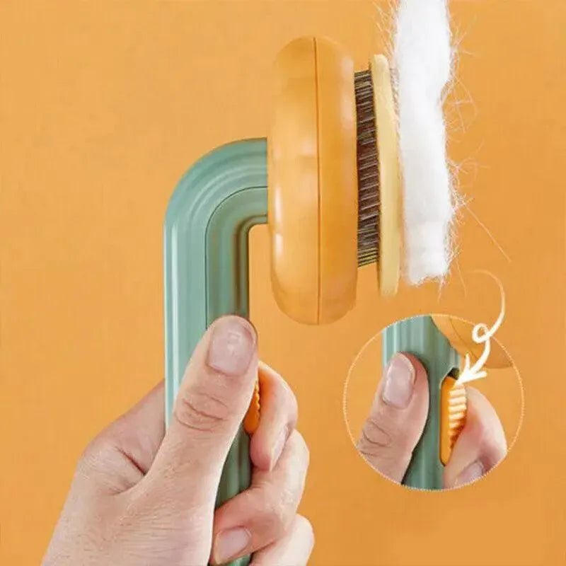 Self Cleaning Slicker Comb For Dog Cat Rabbit Puppy Grooming Pumpkin Brush Tool - Green