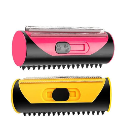 Pet Dog Cat Hair Fur Deshedding Shedding Trimmer Tool Grooming Roll Comb Brush - Yellow