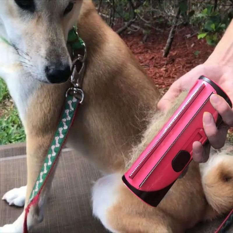 Pet Dog Cat Hair Fur Deshedding Shedding Trimmer Tool Grooming Roll Comb Brush - Yellow