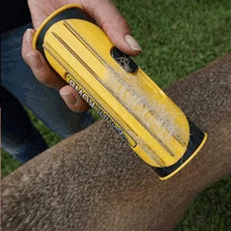 Pet Dog Cat Hair Fur Deshedding Shedding Trimmer Tool Grooming Roll Comb Brush - Yellow