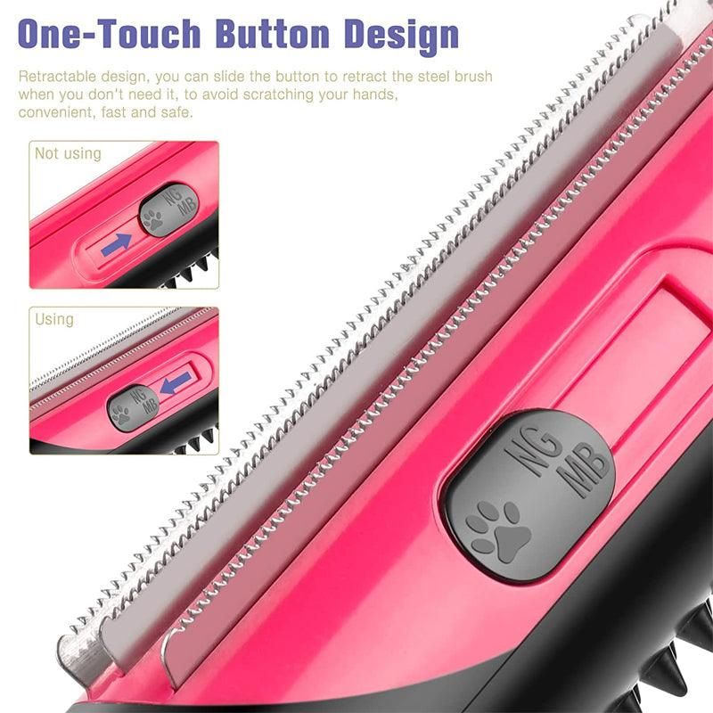 Pet Dog Cat Hair Fur Deshedding Shedding Trimmer Tool Grooming Roll Comb Brush - Yellow