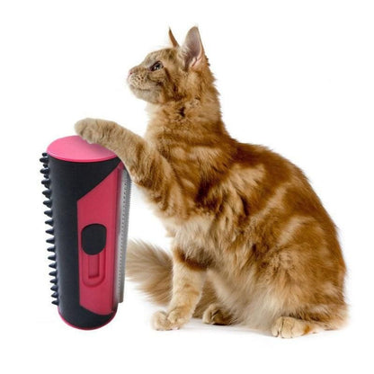 Pet Dog Cat Hair Fur Deshedding Shedding Trimmer Tool Grooming Roll Comb Brush - Yellow