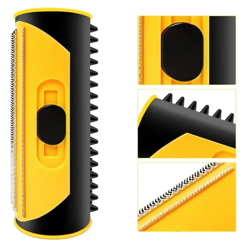 Pet Dog Cat Hair Fur Deshedding Shedding Trimmer Tool Grooming Roll Comb Brush - Yellow