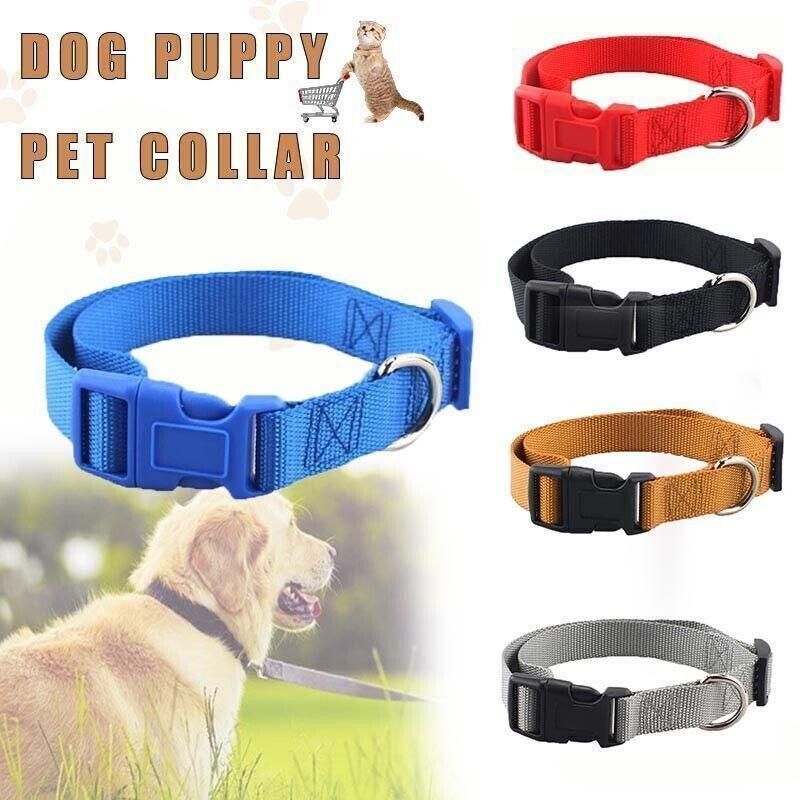 S Size Dog Puppy Pet Collar Adjustable Nylon Toy Small Pink Blue Red Black - Grey