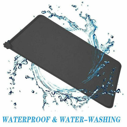Silicone Pet Feeding Mat Dog Cat Food Bowl Placemat Waterproof Non-Slip Easy Clean - Blue
