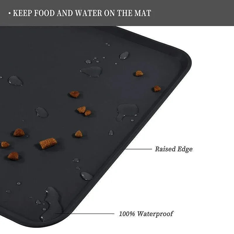 Silicone Pet Feeding Mat Dog Cat Food Bowl Placemat Waterproof Non-Slip Easy Clean - Blue