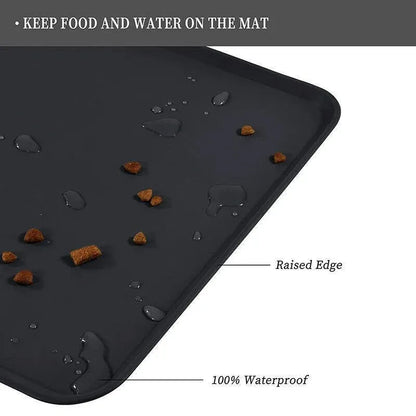 Silicone Pet Feeding Mat Dog Cat Food Bowl Placemat Waterproof Non-Slip Easy Clean - Grey