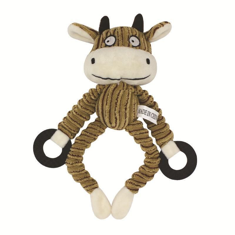 Unstuffed Plush Dog Puppy Pet Squeaker Toys Squeaky Funny Interactive Chew Toy - Cattle