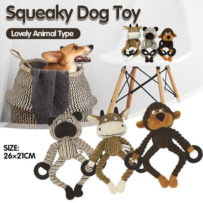 Unstuffed Plush Dog Puppy Pet Squeaker Toys Squeaky Funny Interactive Chew Toy - Cattle