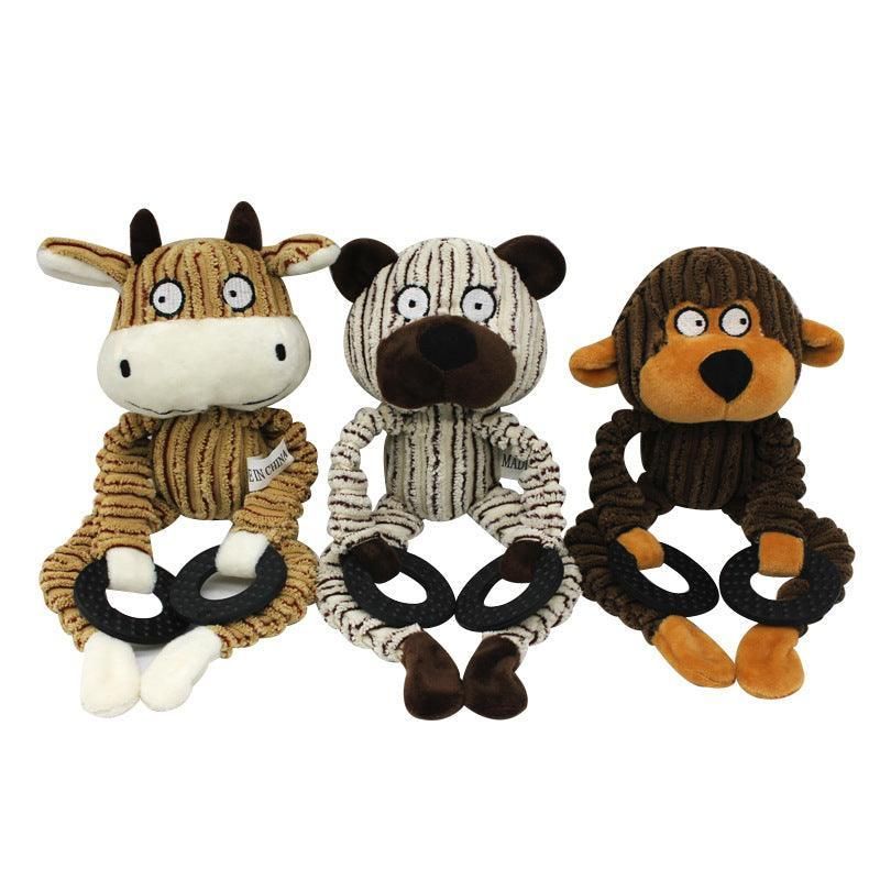 Unstuffed Plush Dog Puppy Pet Squeaker Toys Squeaky Funny Interactive Chew Toy - Cattle