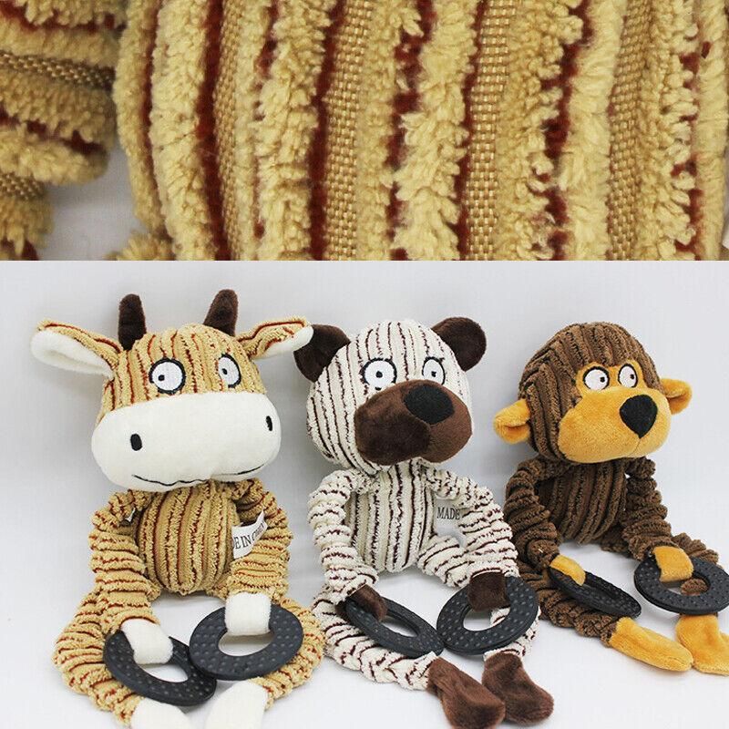 Unstuffed Plush Dog Puppy Pet Squeaker Toys Squeaky Funny Interactive Chew Toy - Cattle