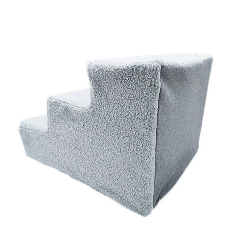 3 Steps Pet Stairs with Soft Cover for Small Dogs and Cats Portable Climbing Ramp