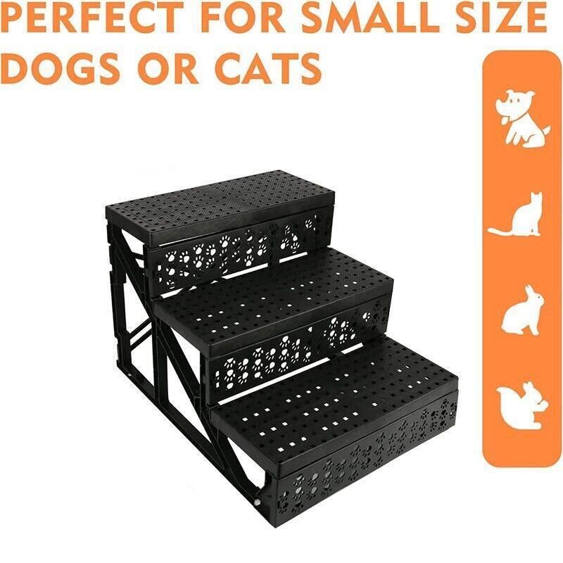 3 Steps Pet Stairs with Soft Cover for Small Dogs and Cats Portable Climbing Ramp