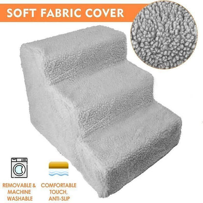 3 Steps Pet Stairs with Soft Cover for Small Dogs and Cats Portable Climbing Ramp