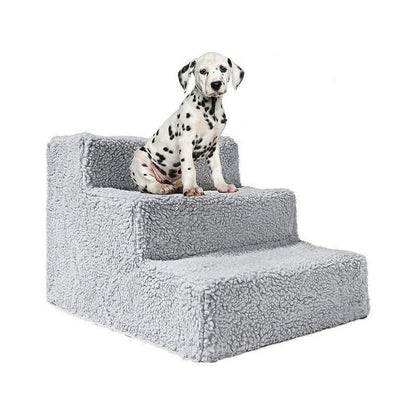 3 Steps Pet Stairs with Soft Cover for Small Dogs and Cats Portable Climbing Ramp