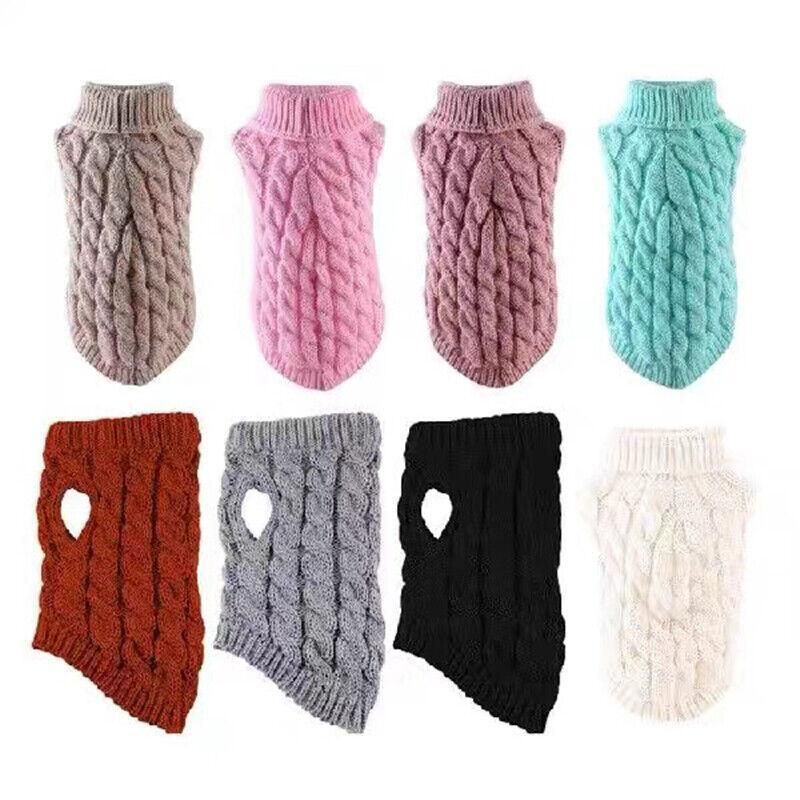 Puppy Dog Jumper Winter Warm Knitted Sweater Pet Clothes Small Dogs Coat Thermal XL - Beige